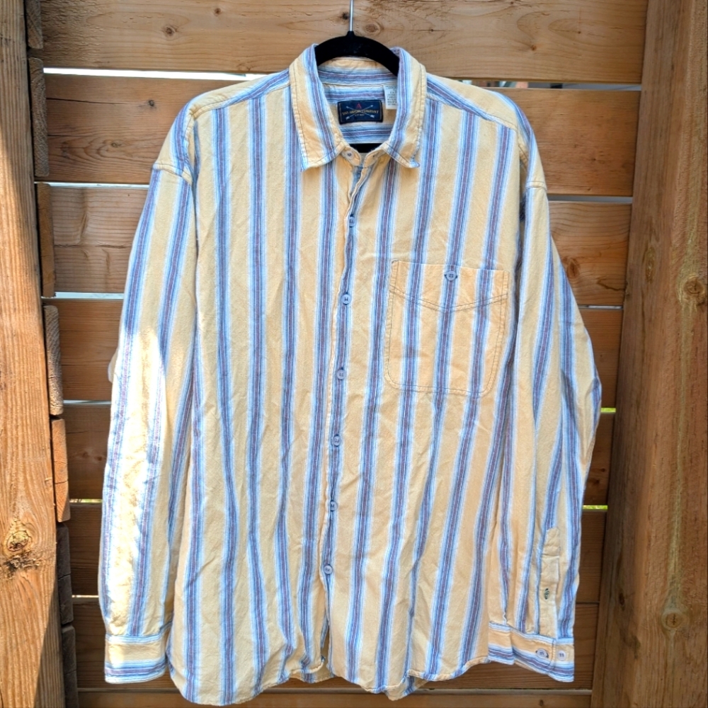 Vintage Arrow Company Yellow Striped Shirt Men's Large